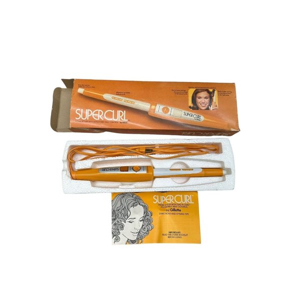 Vintage Super Curl Gillette Steam Styler Adjustable Heat Curling Iron Wand New - Picture 1 of 12
